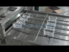 Máquina de vedação de bandejas de vegetais secos de plástico, linha de embalagem de rotulagem
