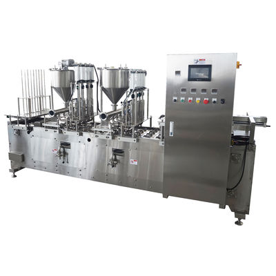 Máquina de vedação de enchimento de copos de plástico linear com operação manual semi-automática totalmente automática